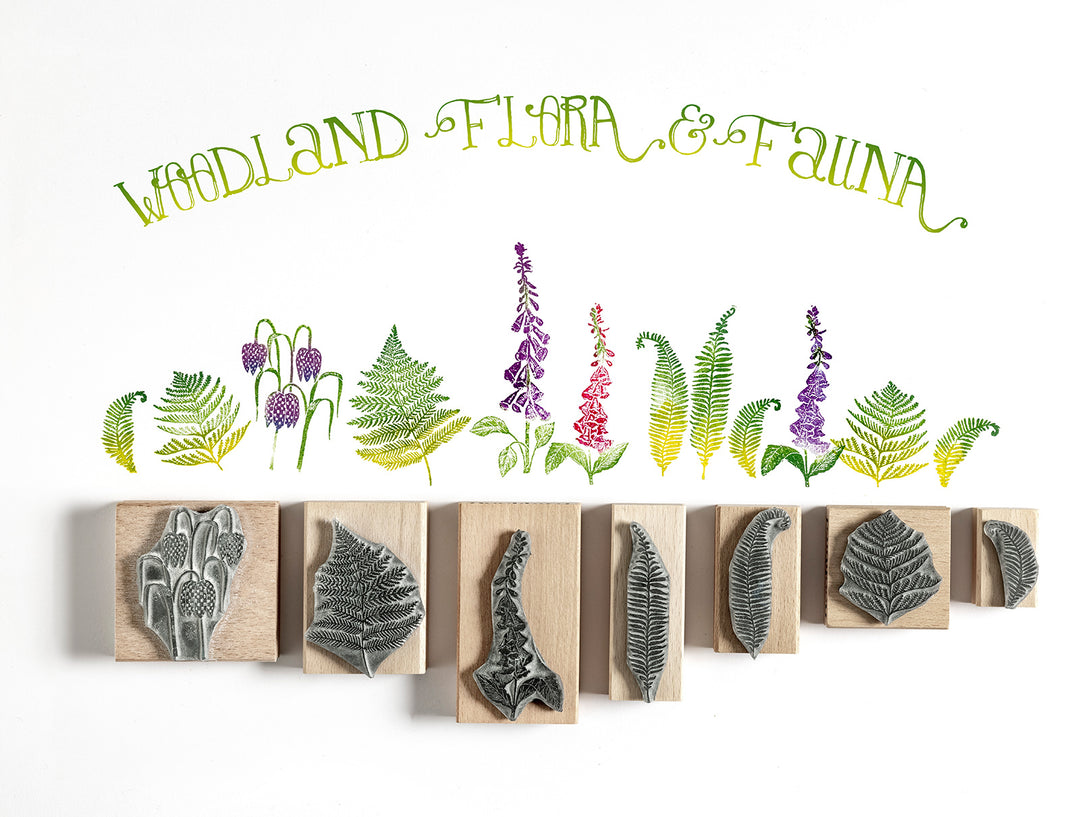 Woodland Flowers and ferns Rubber Stamps