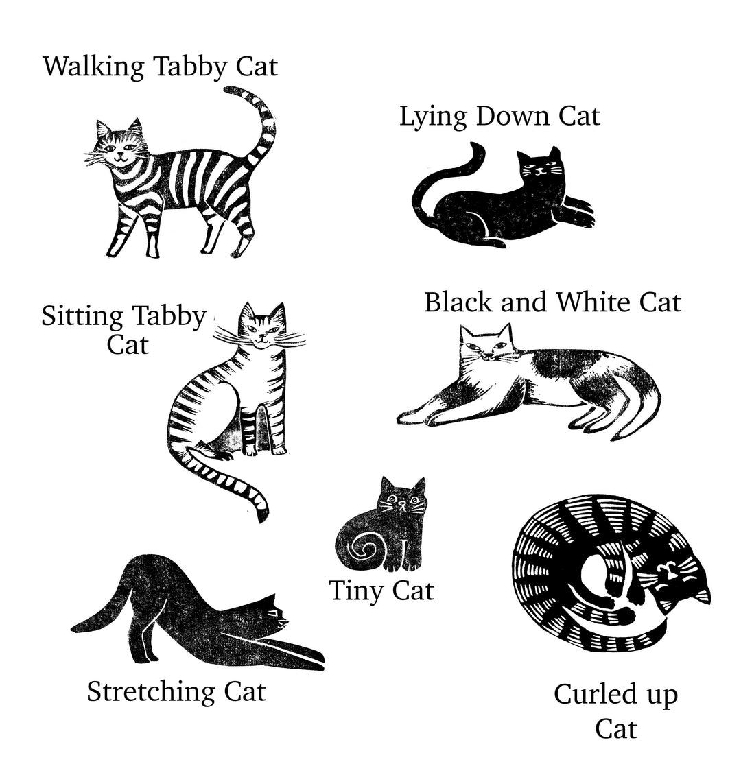 Cat Rubber Stamps With House Plants and Decorative Tile Stamps