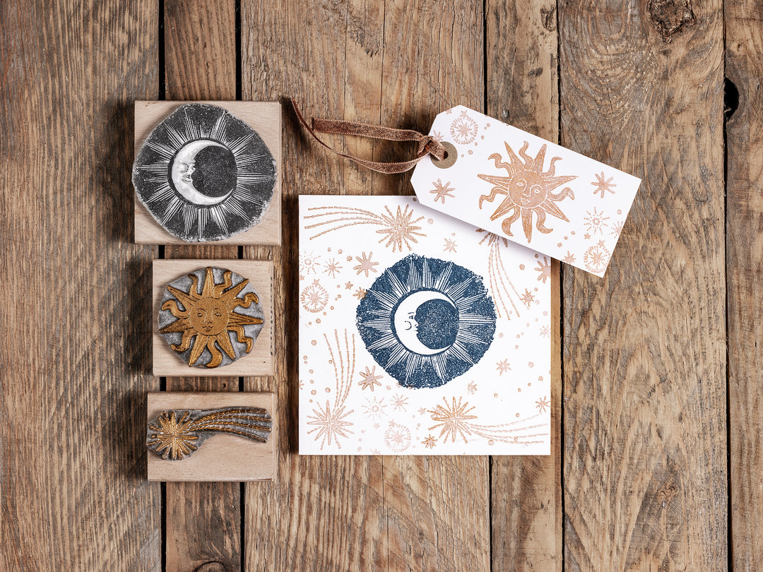 Sun, Moon and Stars Celestial Rubber Stamps - Noolibird