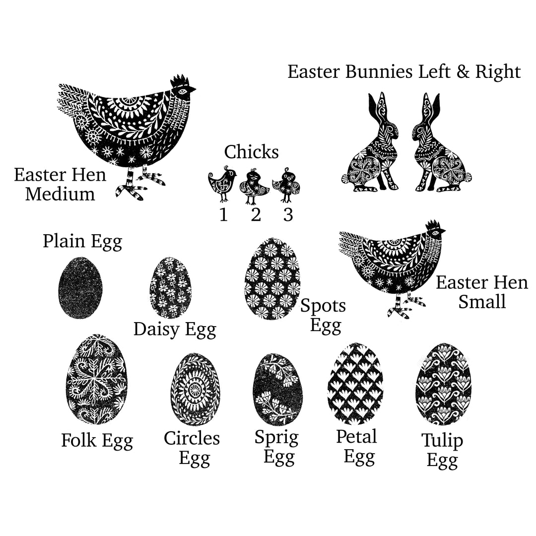 Hare Rubber Stamp, Easter Bunnies, Rabbit Stamps, Leaf and Foliage Stamps - Noolibird