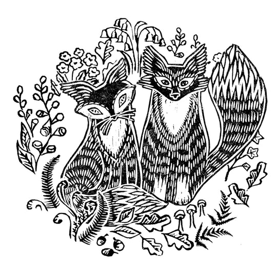 Mr and mrs Fox Stamp - Noolibird