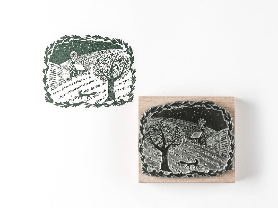 winter walk christmas rubber stamp | stamp for christmas card making