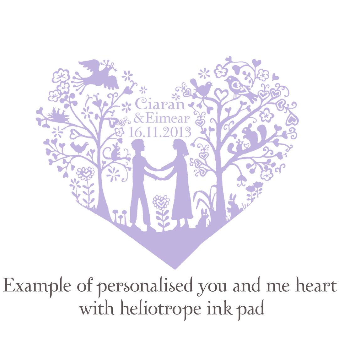 Personalised You and Me Heart Rubber Stamp for Wedding Invitation/Save the Date  (med size) - Noolibird