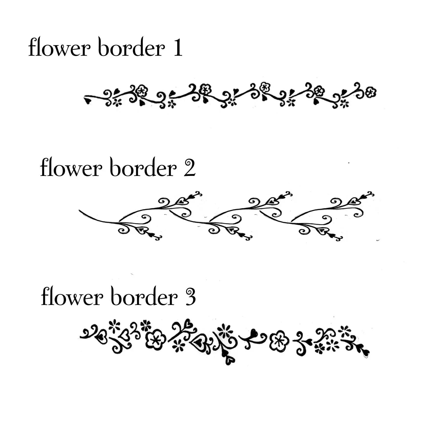Pretty Flower Borders Rubber Stamps Noolibird