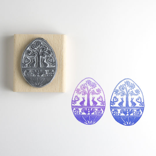 Folk Egg Rubber Stamp (rabbits) - Noolibird