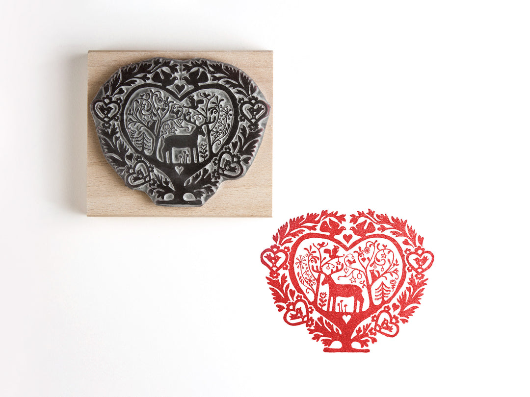 Folk Hear Christmas Rubber Stamp | Stamp for Christmas Card making 
