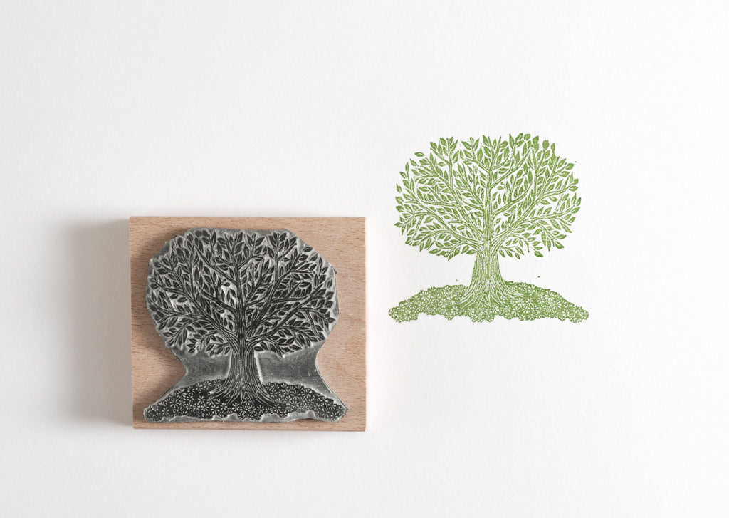 Lino Cut Tree Rubber Stamp - Noolibird