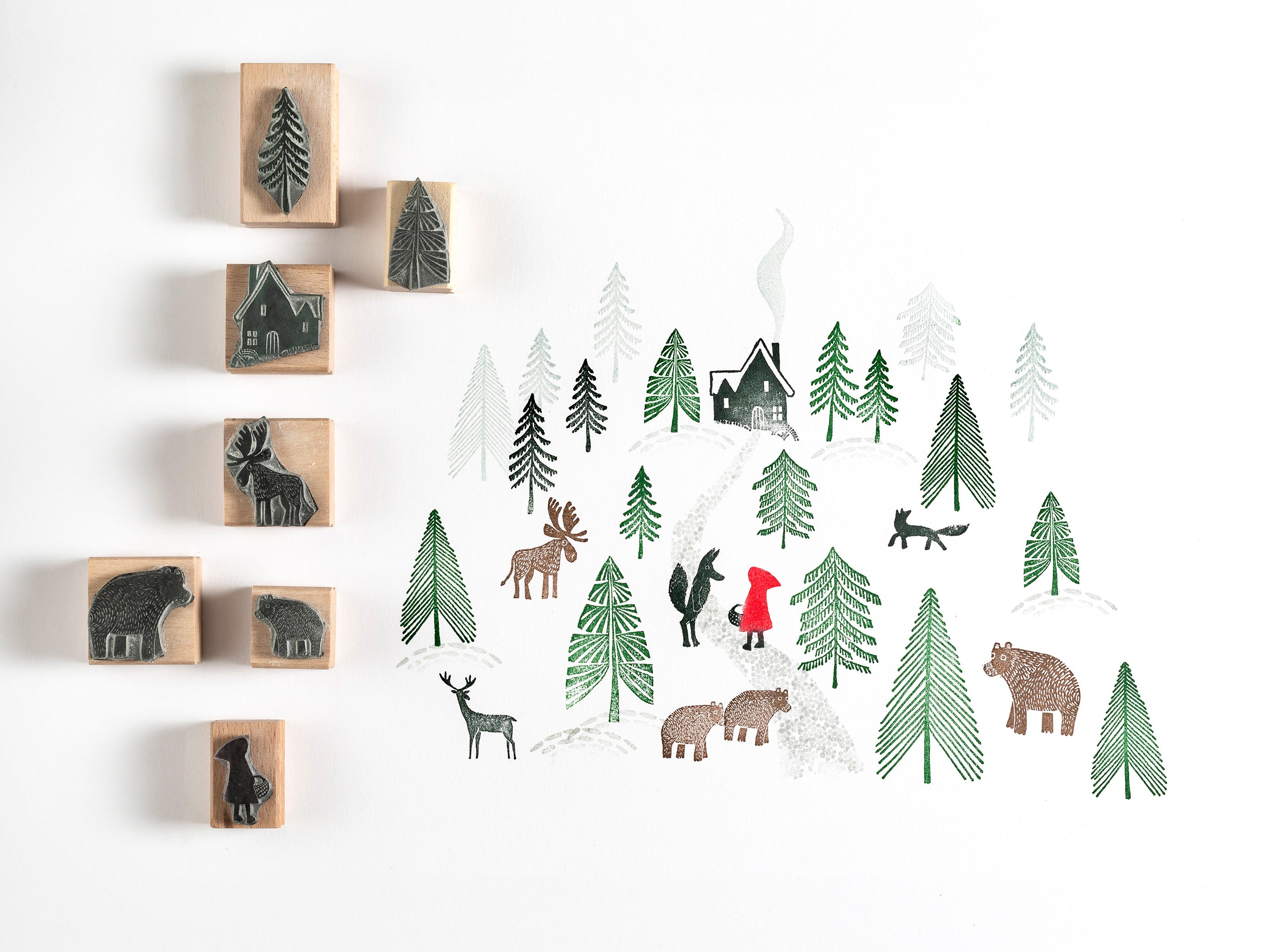 Fox and Fir Tree Rubber Stamps, Fox Stamp, Tree Stamp, Christmas Rubber  Stamps, Craft Gift, Stamps for Card Making 