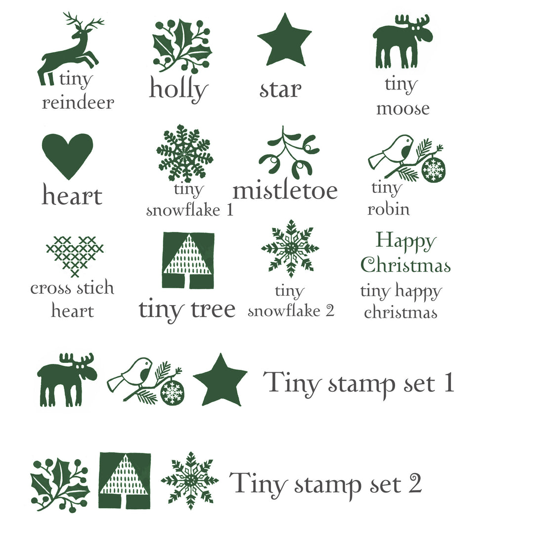 Tiny Christmas Rubber Stamps - Noolibird