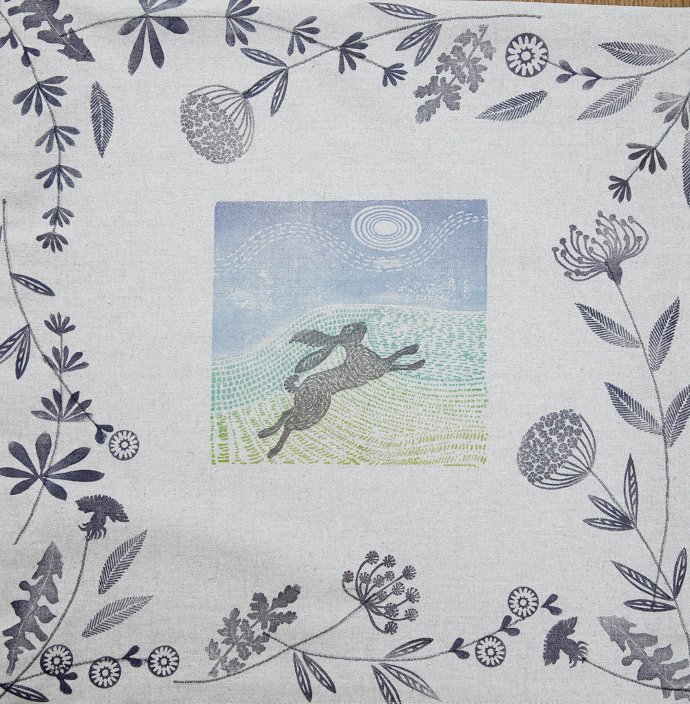 Landscape and Running Hare Cushion