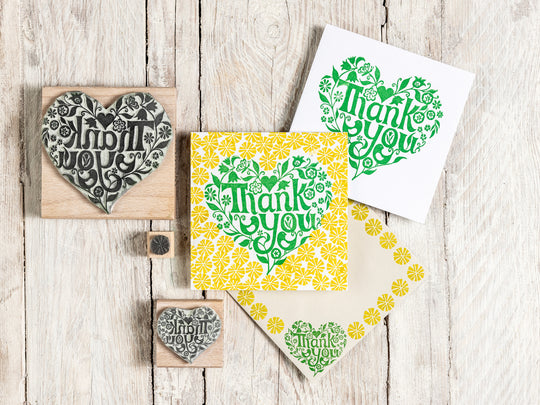 Thank You Heart Rubber Stamp | Thank you stamp for card making