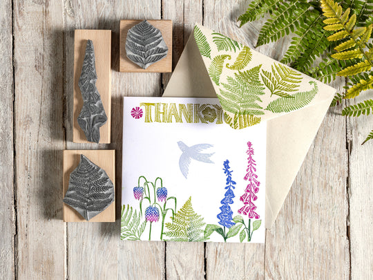 Woodland Flowers and Ferns Rubber Stamps, Flower stamps for card making