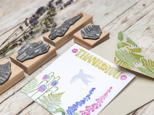 Woodland Flowers and Ferns Rubber Stamps, Flower stamps for card making