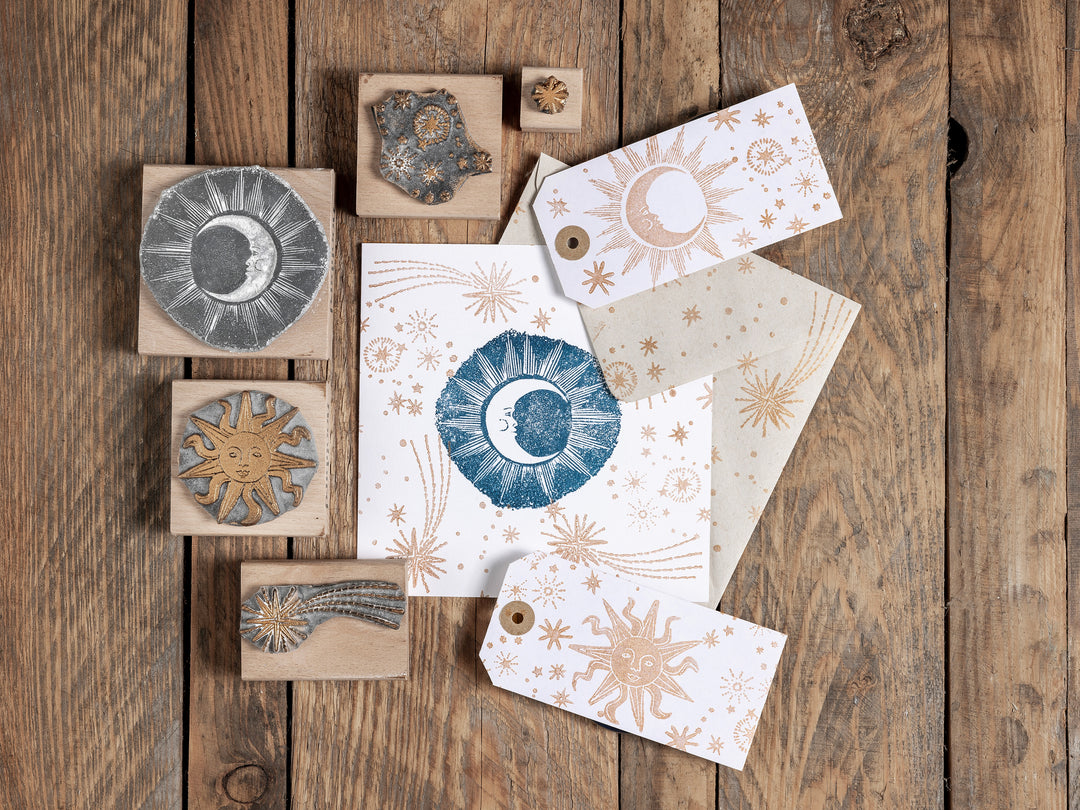Sun, Moon and Stars Celestial Rubber Stamps for Card making and Craft Gift - Noolibird