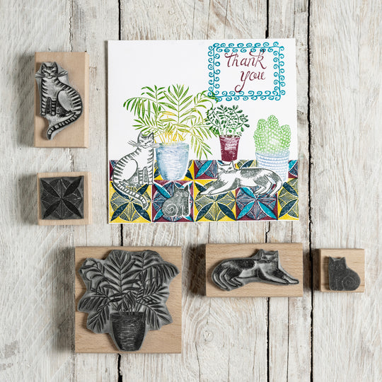 Tile Rubber Stamps, Decorative Tiles, Craft Gift - Noolibird
