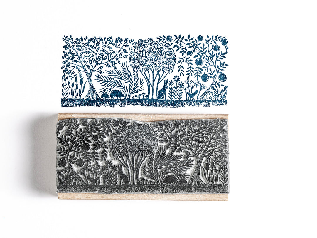 Fruit Tree and Oak Rubber Stamp, Decorative Tree Rubber Stamp, Art Stamp, Gift Rubber Stamp - Noolibird