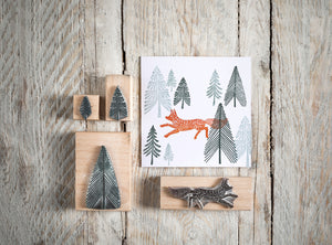 christmas rubber stamp - fox stamp for card making - craft stamp