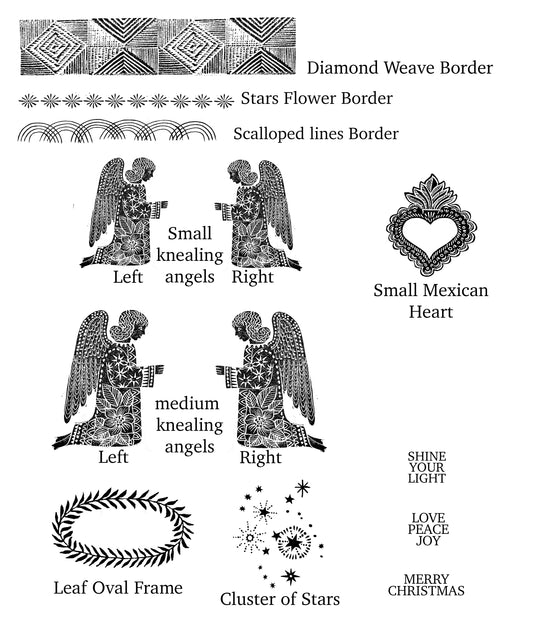 Kneeling Angel Rubber Stamps for Christmas Card making, Holiday Cards and Paper Crafts