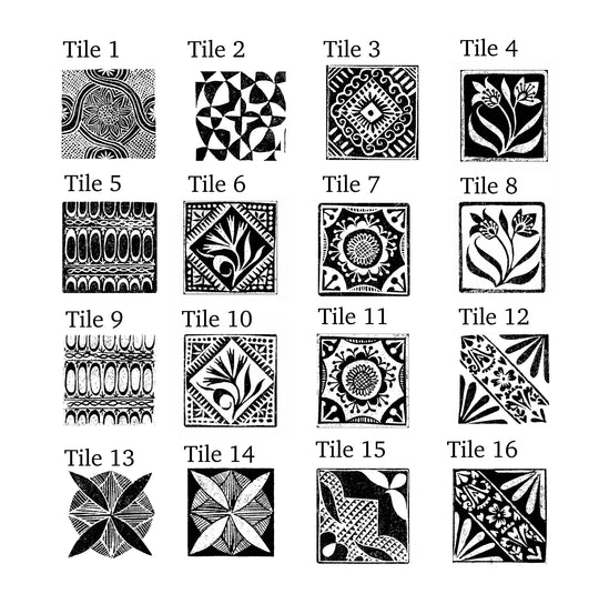 Tile Rubber Stamps, Decorative Tiles, Craft Gift - Noolibird