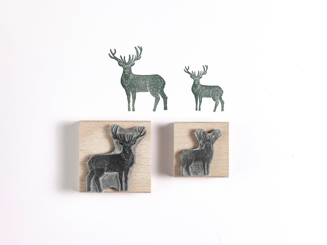 Winter Landscape and Stag Stamp, Christmas Rubber Stamp, Stag Stamp, Pheasant Stamp - Noolibird