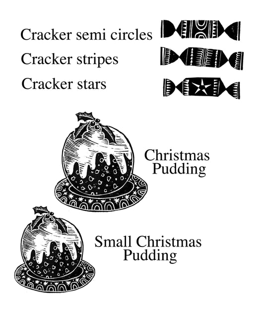 Christmas Cracker and Present Stamps, Rubber Stamps for Christmas Card Making - Noolibird