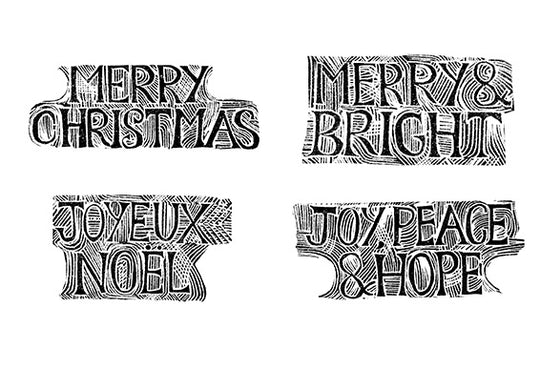 Merry Christmas Stamp, Joyeaux Noel Stamp, and more Christmassy Words - Noolibird