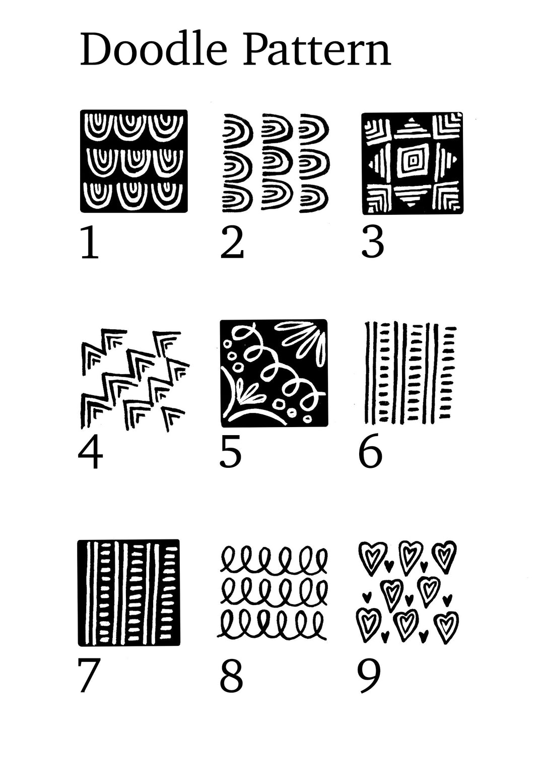 Doodle Pattern Rubber Stamps - Noolibird