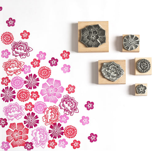 Mexican Flower Rubber Stamps - Noolibird