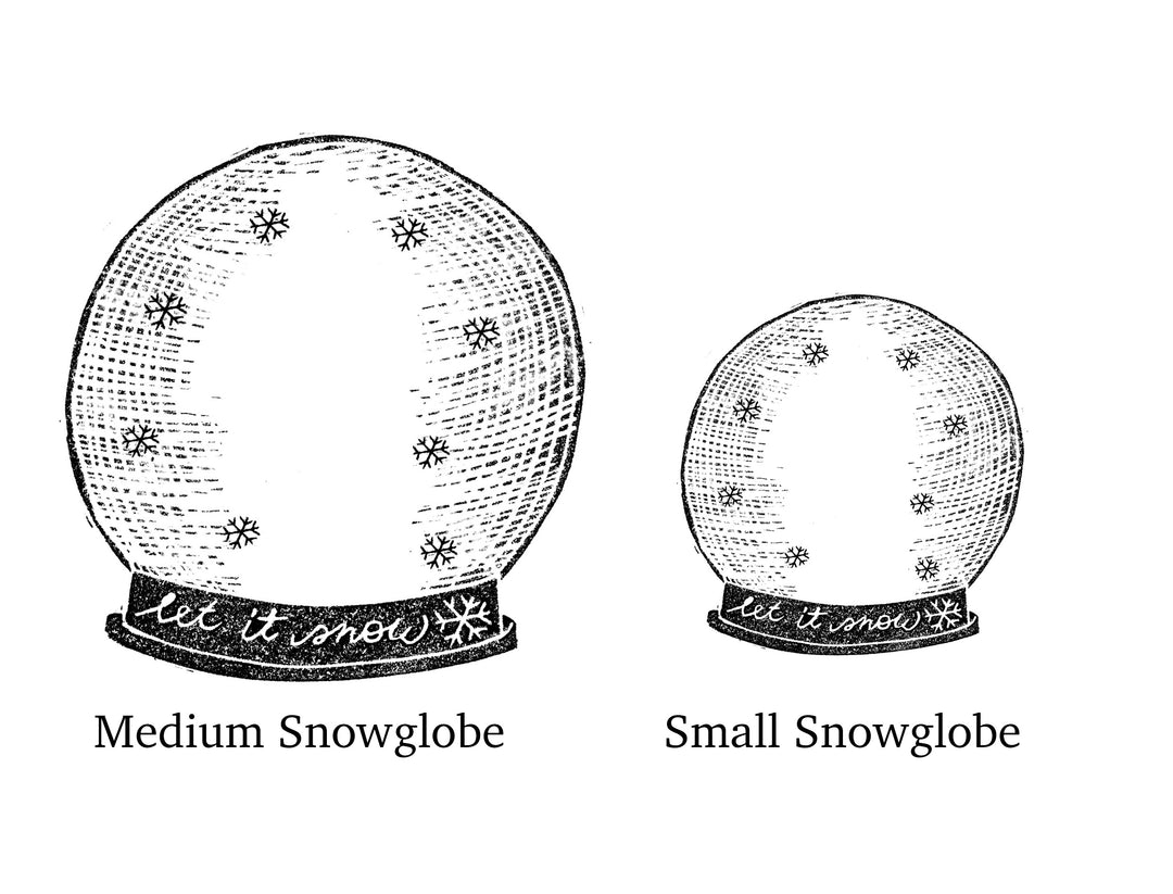 Snow Globe Rubber Stamp, Christmas Card Rubber Stamp - Noolibird