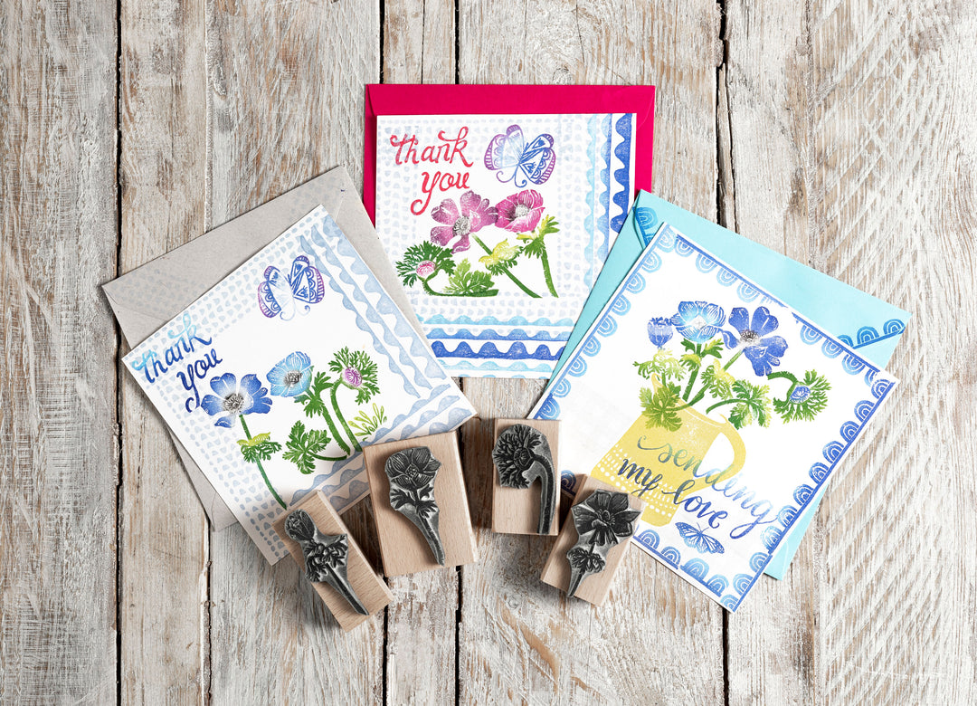 Anemone Rubber Stamps, Flower Stamps for Card making - Noolibird
