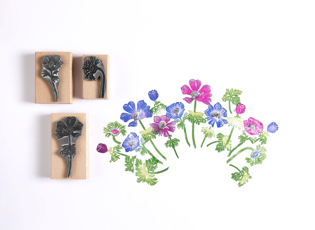 Anemone Rubber Stamps, Flower Stamps for Card making - Noolibird