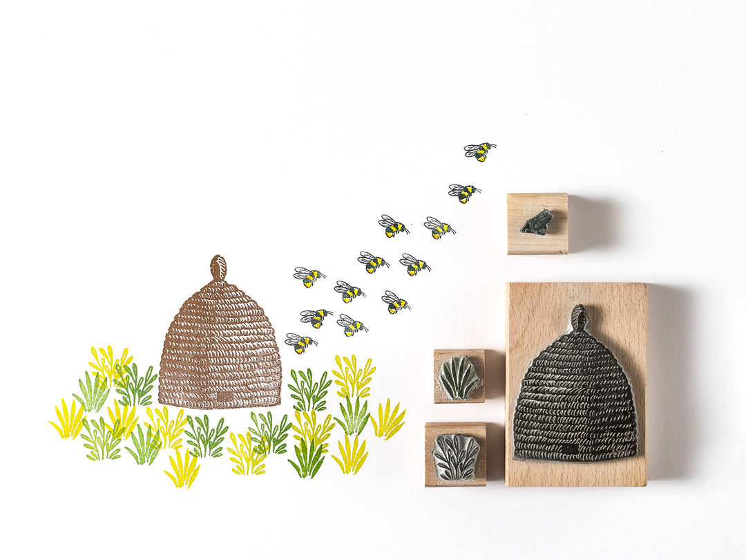Bee Hive and Bee Rubber Stamps - Noolibird