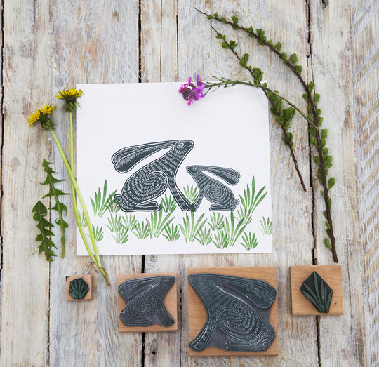 Sitting Hare Rubber Stamp - Noolibird
