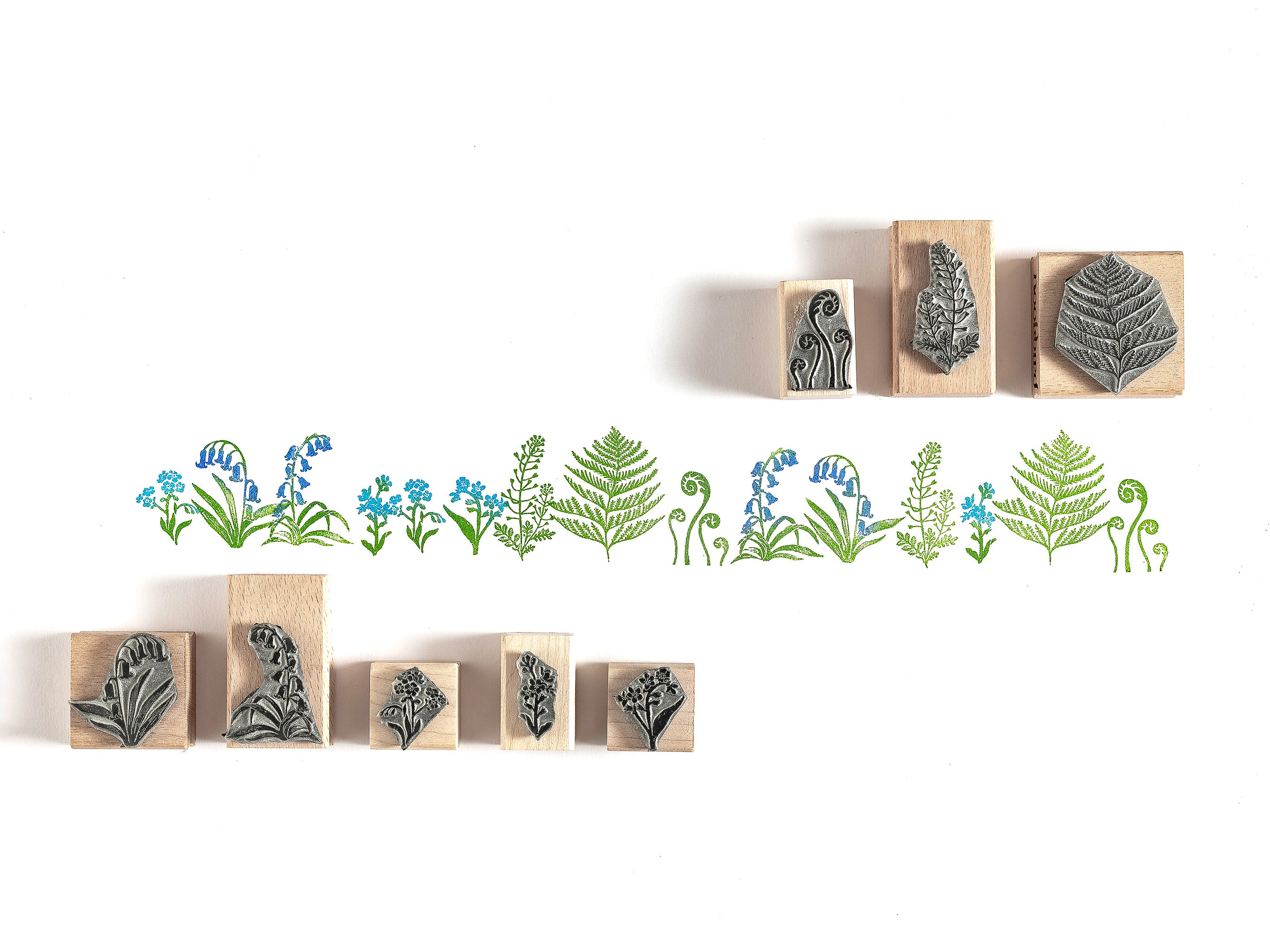 Botanical Rubber Stamps Wild Flower Rubber Stamp Fern Rubber Stamp Bluebells Rubber Stamp Stamps for card making