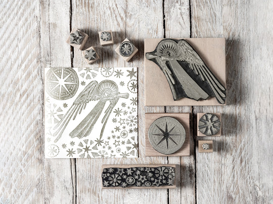 Angel Playing Bugal Stamp , Christmas Rubber stamp - Noolibird