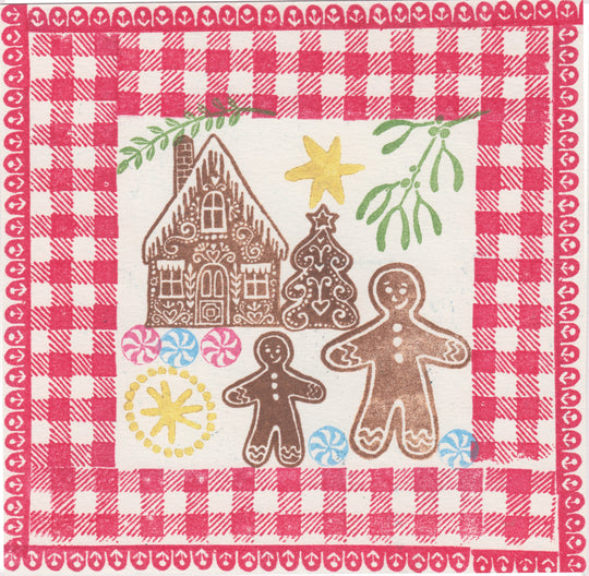 Gingerbread Men and Gingerbread House Rubber Stamps for Homemade Christmas Cards - Noolibird