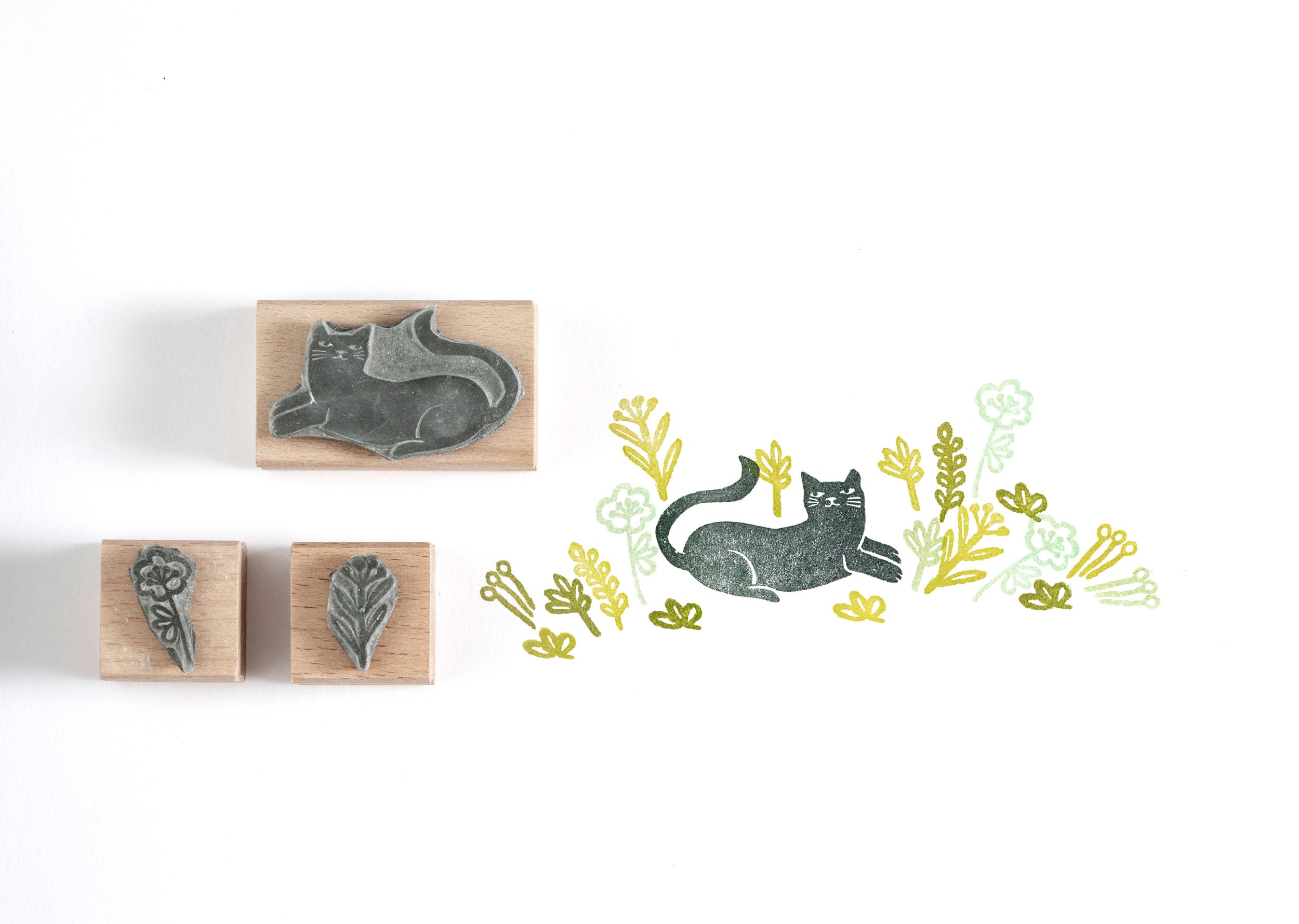 Cat Rubber Stamp, Cat gift, Black Cat Stamp, Garden stamp - Noolibird