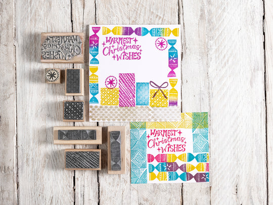 Christmas Pudding Stamp and Retro Christmas Cracker stamps Active - Noolibird