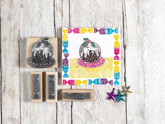 Christmas Cracker and Present Stamps, Rubber Stamps for Christmas Card Making - Noolibird
