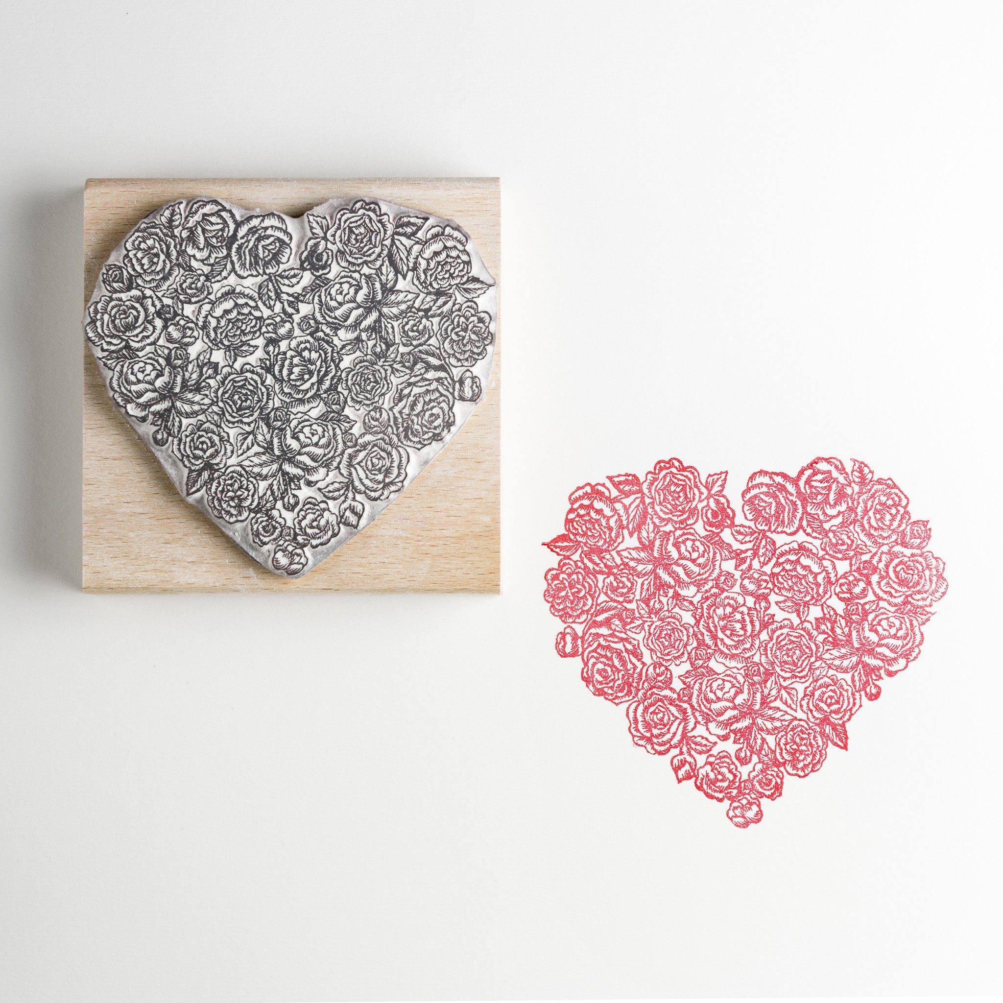 Roses Heart Rubber Stamp - Noolibird