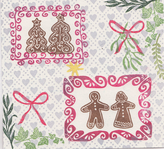 Gingerbread Men and Gingerbread House Rubber Stamps for Homemade Christmas Cards - Noolibird