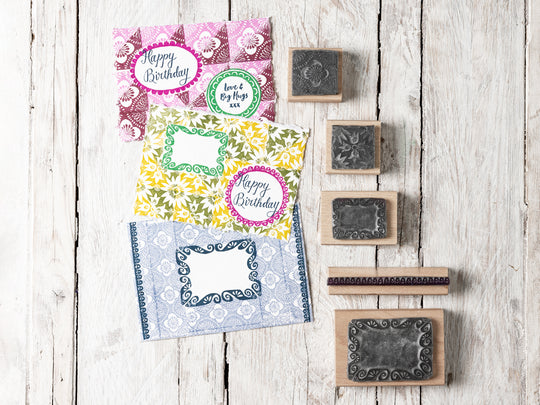 Frame and Border Rubber Stamps for Decorative Card making - Noolibird