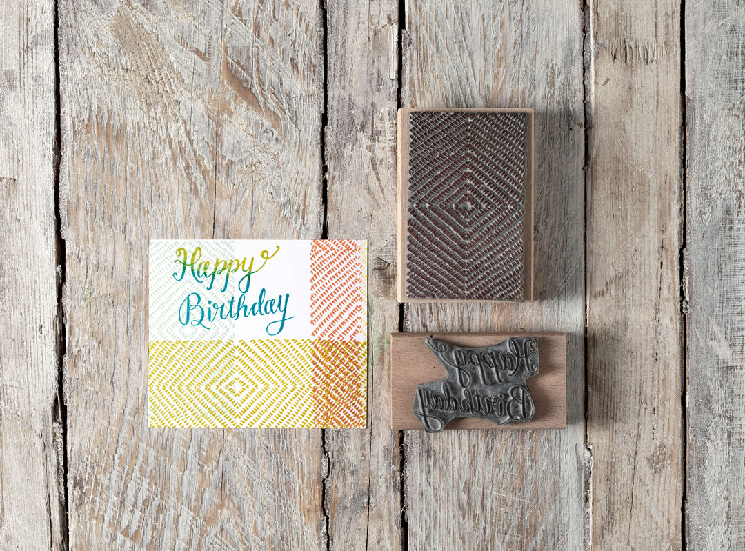 Happy Birthday Rubber Stamp, Brush Calligraphy Style Happy Birthday - Noolibird