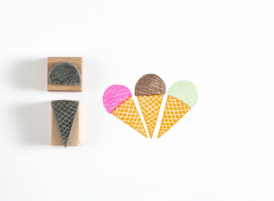 Ice Cream Rubber Stamp, Ice Cream Cone Rubber Stamp - Noolibird