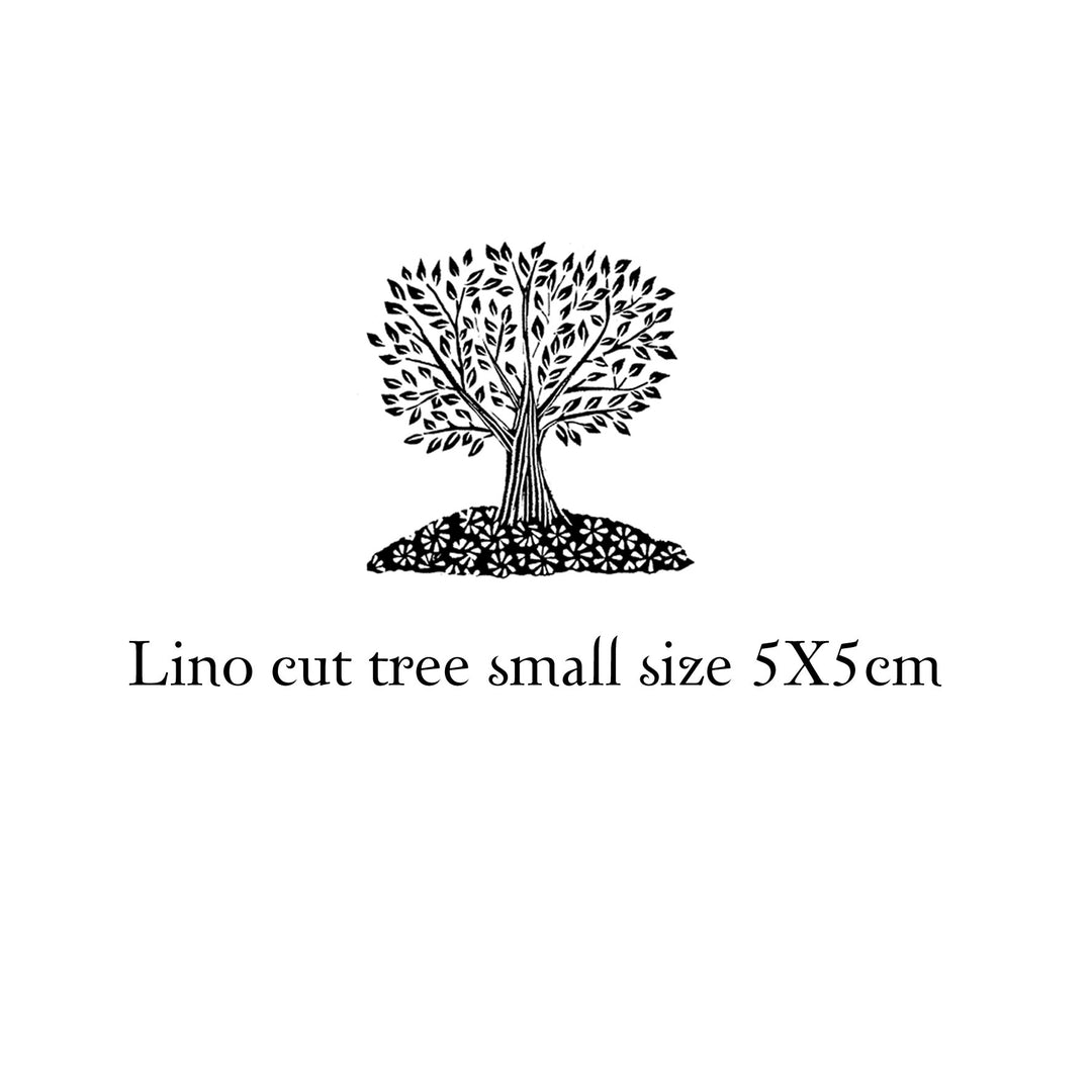 Lino Cut Tree Rubber Stamp - Noolibird