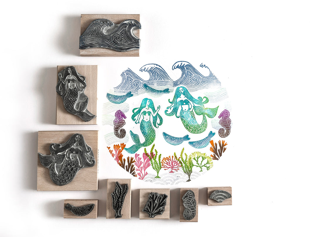 Mermaid and Marine Rubber Stamps - Noolibird