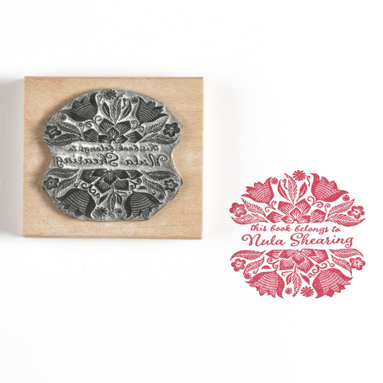 Mexican Flowers  Decorative Stamp Personalised Custom Stamp, Address Stamp, Wedding Stamp, Book Stamp - Noolibird