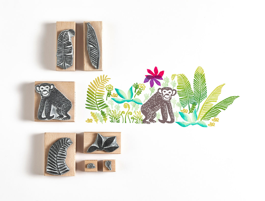 Monkey Rubber Stamp Deep in the Jungle - Noolibird