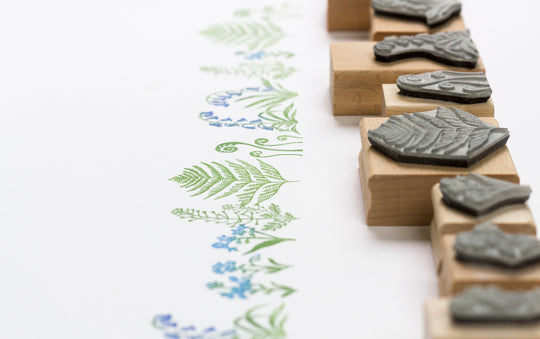 Botanical Rubber Stamps, Wild Flower Rubber Stamp, Fern Rubber Stamp, Bluebells Rubber Stamp, Forget Me Not Rubber Stamp. - Noolibird