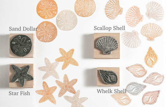 Shell, Starfish and Sand Dollar Rubber Stamps - Noolibird